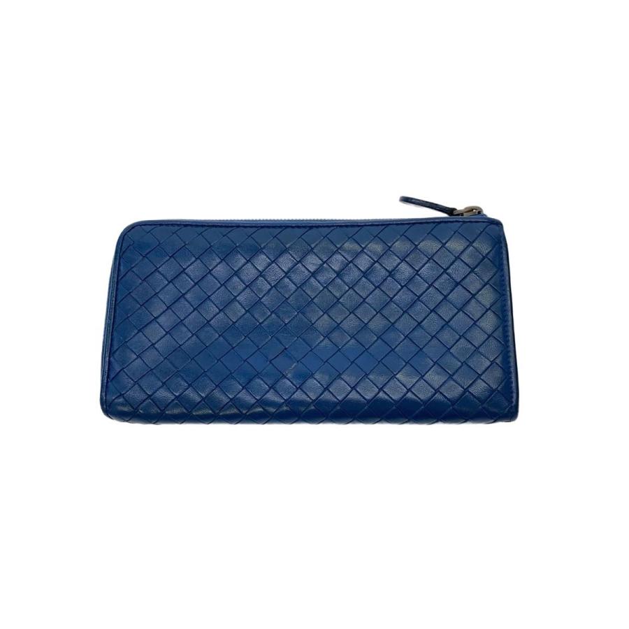 【美品】BOTTEGA VENETA イントレチャート 長財布 BOTTEGA VENETA◇イントレチャート/長財布/レザー/ブルー/無地/メンズ