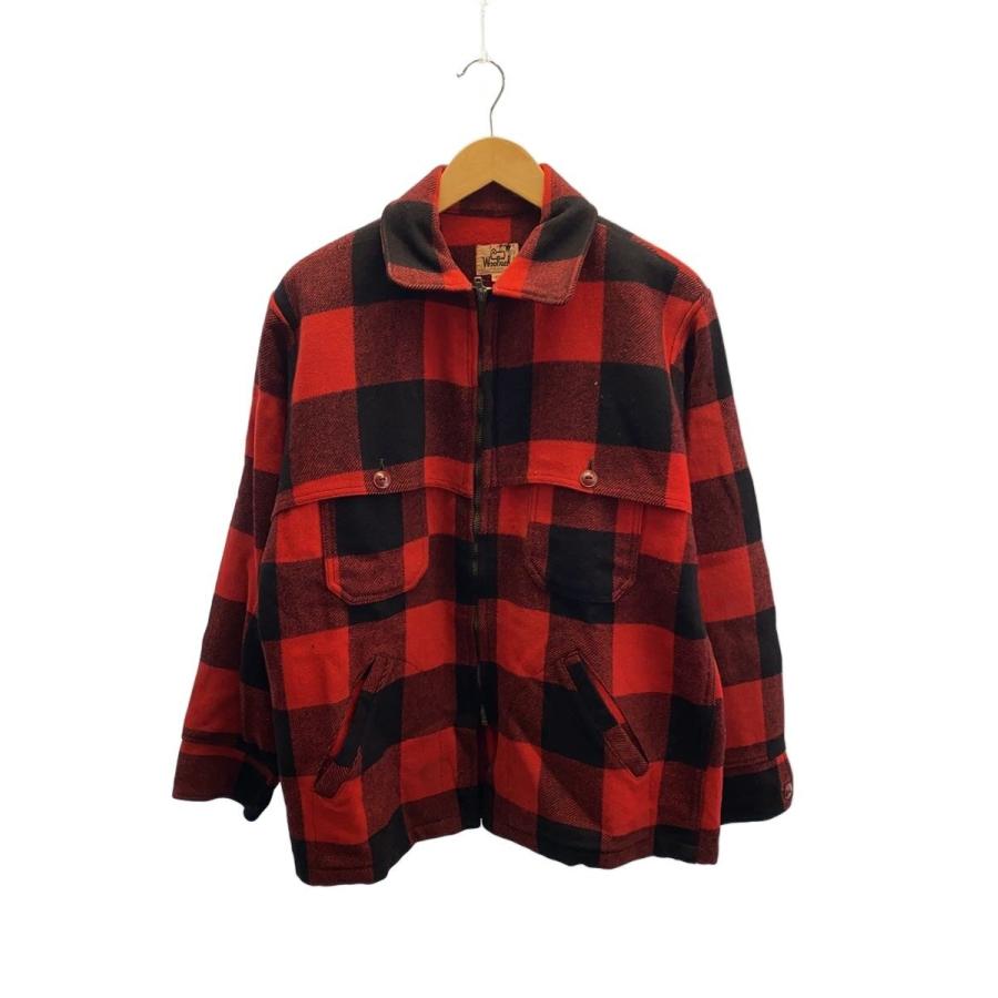 Woolrich◇60s/ジャケット/バッファローチェック/42/ウール/RED