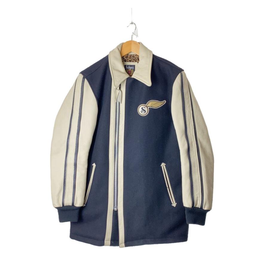 Schott◇スタジャン/--/レザー/BLK : セカンドストリートYahoo!店