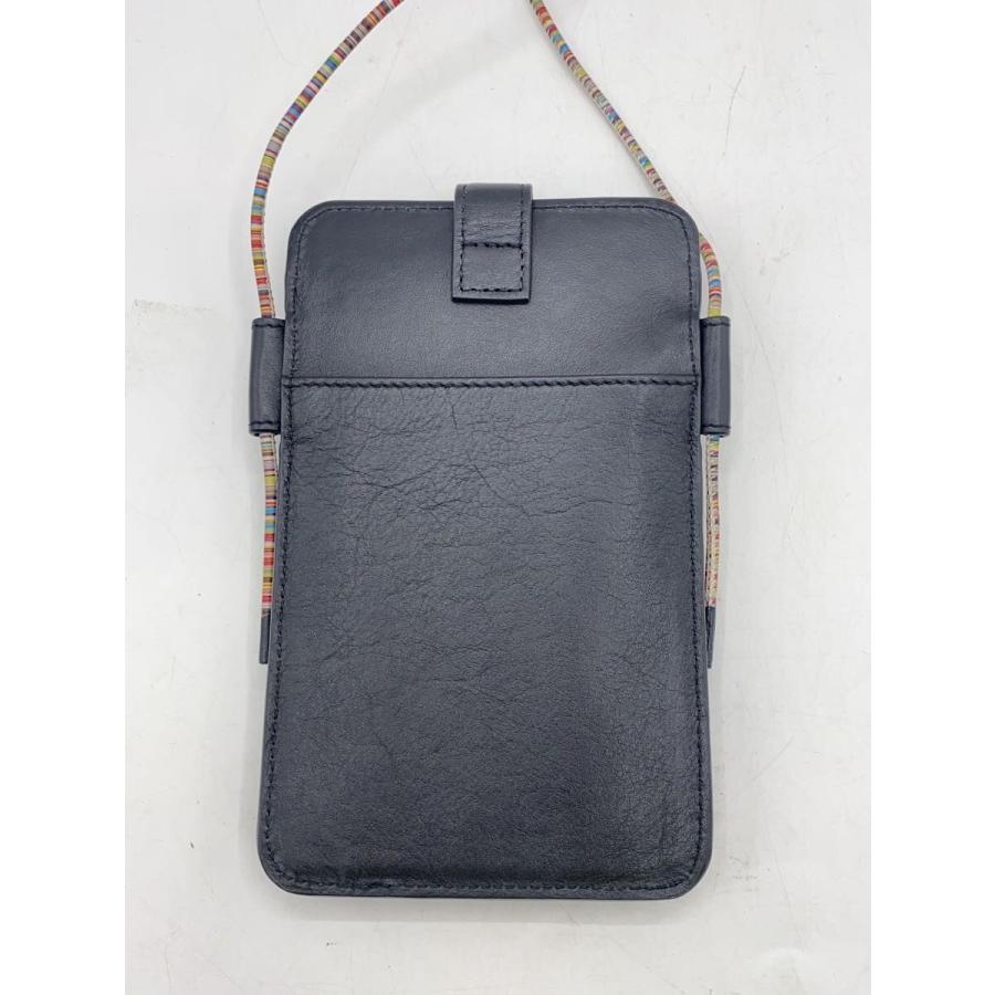 Paul Smith◇シグネチャーストライプコードフォンポーチ/レザー/BLK