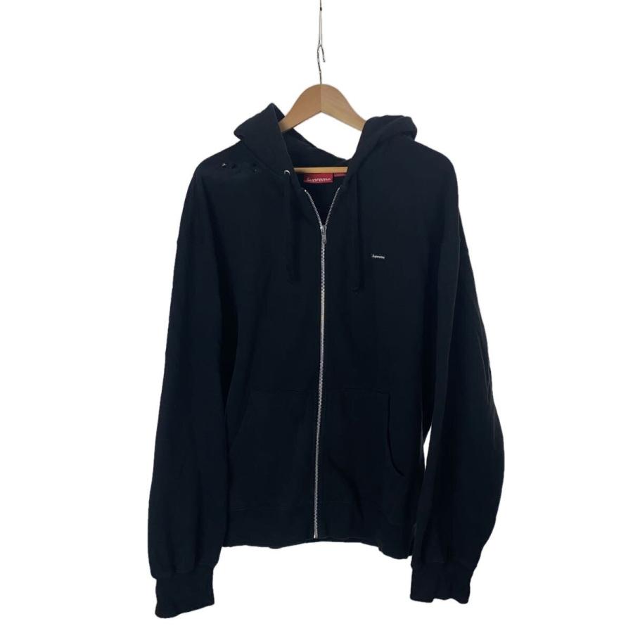 Supreme フルジップ パーカー ブラック Supreme◇ジップパーカー/XL/コットン/BLK/無地// : セカンド