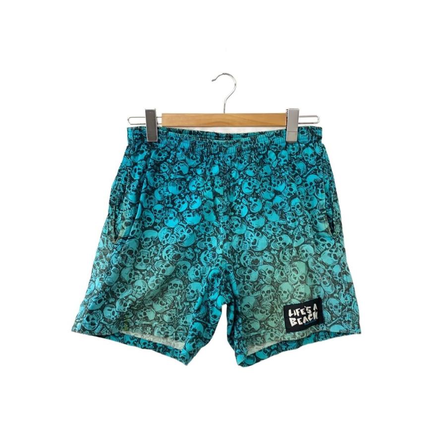 80s/Life's a beach/ショートパンツ/スカル柄/M/コットン/BLU/総柄