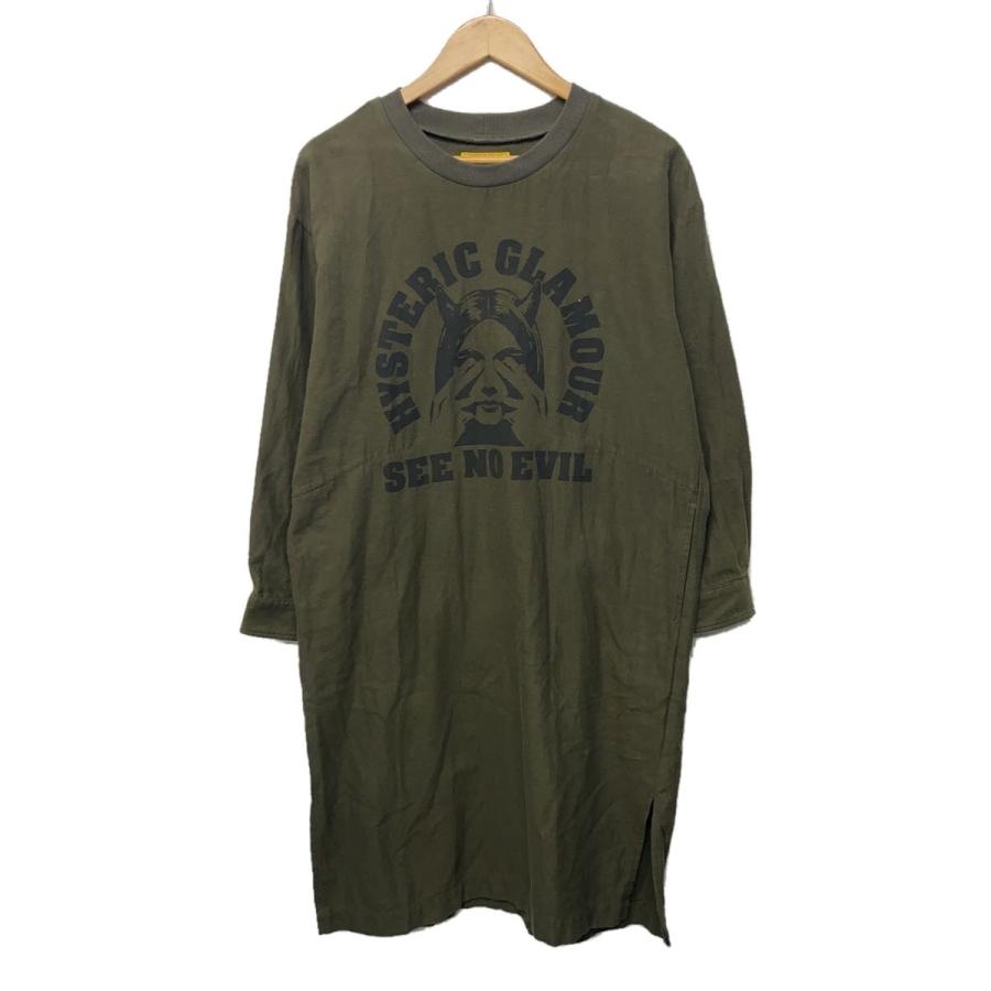 HYSTERIC GLAMOUR / 長袖ワンピース/FREE/コットン/BLK/無地/01243AO02 HYSTERIC GLAMOUR◇長袖ワンピース/FREE/コットン/KHK/無地/01243aod3