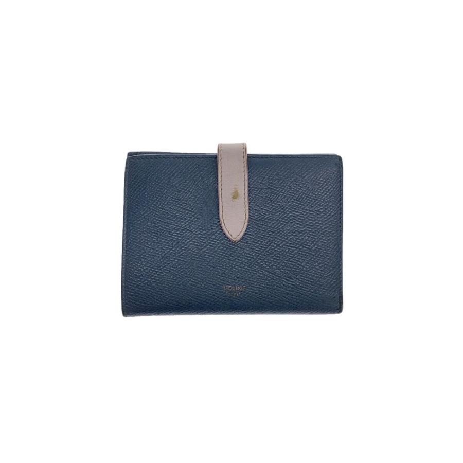 CELINE◇ミディアムストラップウォレット/2つ折り財布/レザー/GRN