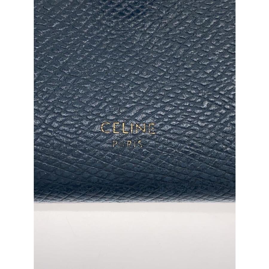 CELINE◇ミディアムストラップウォレット/2つ折り財布/レザー/GRN