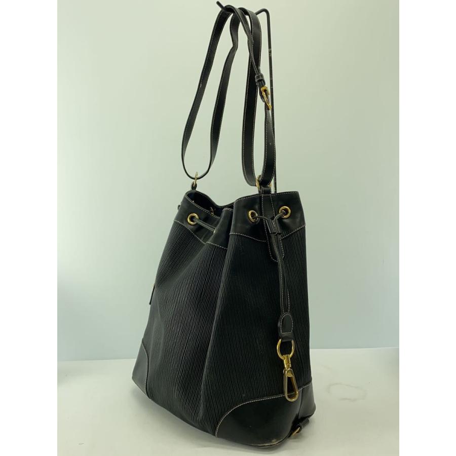 Salvatore Ferragamo◇90s/巾着バッグ/レザー/ブラック/ag21 2199/角