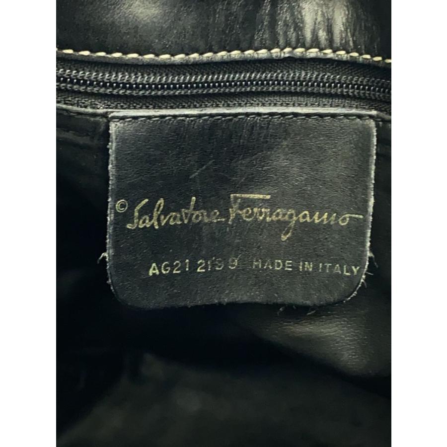 Salvatore Ferragamo◇90s/巾着バッグ/レザー/ブラック/ag21 2199/角