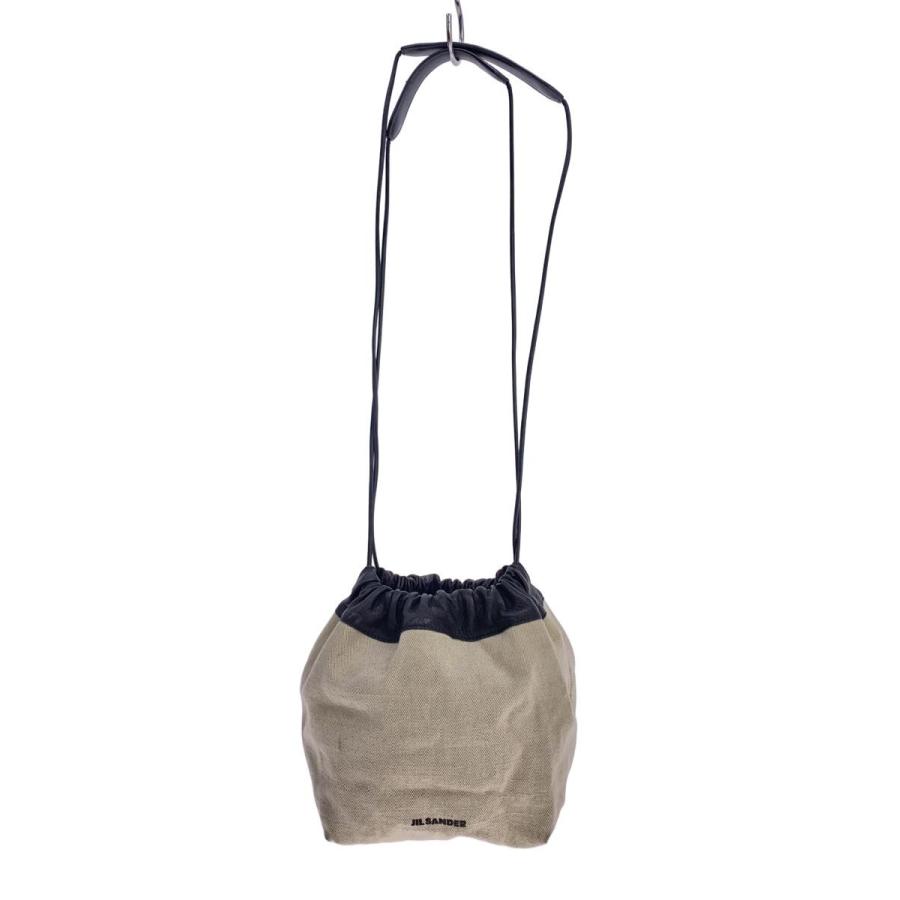 JIL SANDER◇巾着/ドローストリング/バッグ/キャンバス/BLK : セカンド