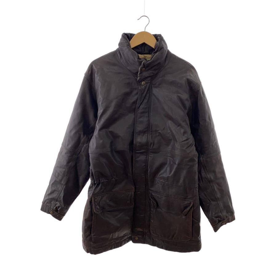 EDDIE BAUER◇Vintage/80s/黒タグ後期/レザーダウンジャケット/コート