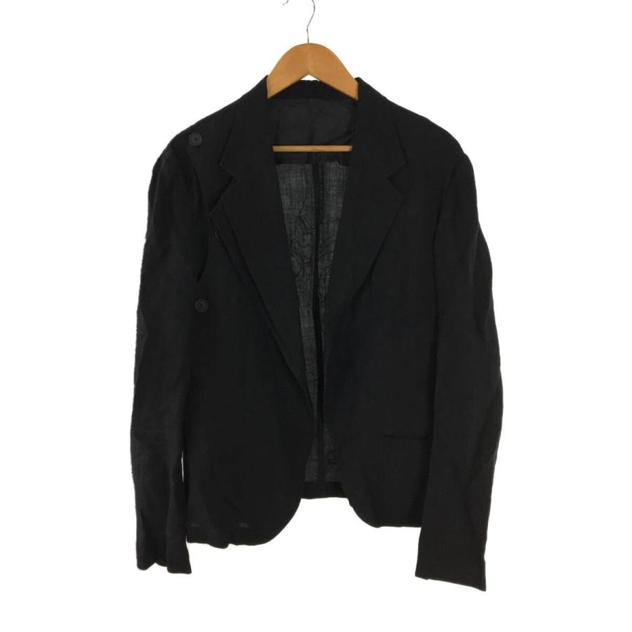 yohji yamamoto POUR HOMME◇ジャケット/--/リネン/BLK/HD-J32-303/脇