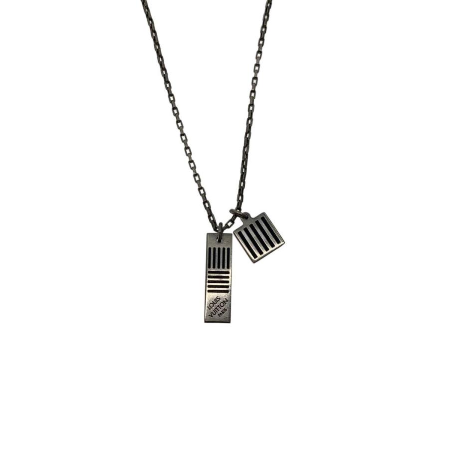 LOUIS VUITTON◇ネックレスダミエブラック_ダミエ・エベヌ_SLV/メッキ