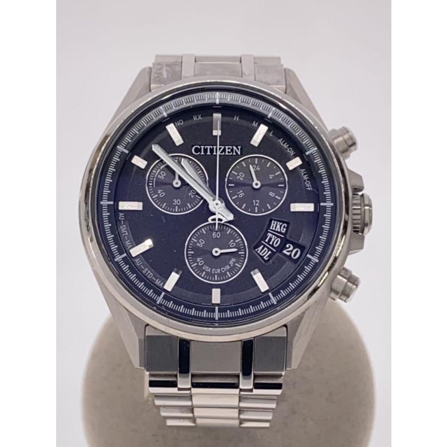 CITIZEN◇ソーラー腕時計/アナログ/チタン/BLK/SLV/チタン/H610