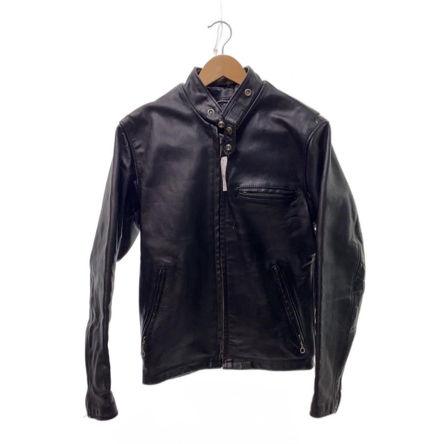 Schott◇シングルライダースジャケット/36/レザー/BLK/無地/641