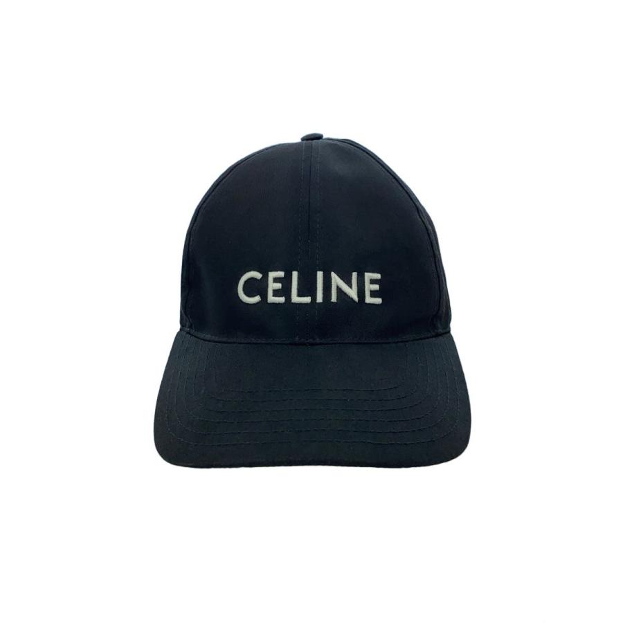 CELINE ブラック キャップ CELINE◇Triomphe base ball cap/キャップ/L/ポリエステル/BLK/メンズ