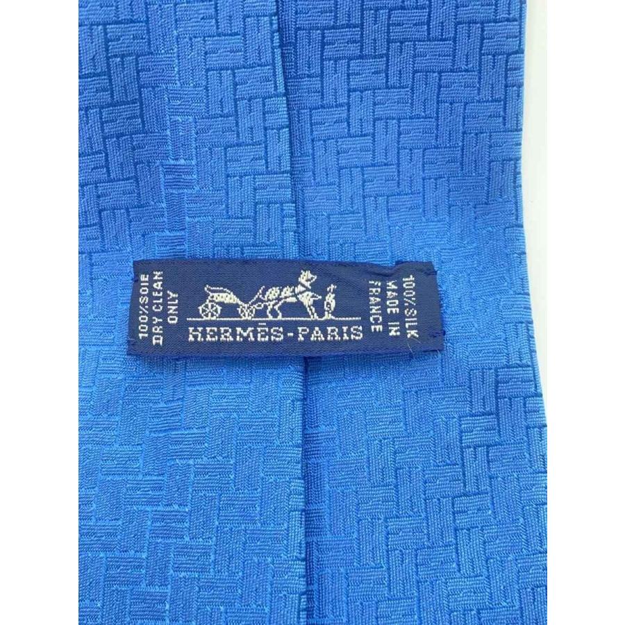 りゅうさん専用 HERMES エルメス H柄 ファソネ 総ロゴ ネクタイ HERMES◇ファソネH/ネクタイ/シルク/BLU/総柄/メンズ// : セカンド