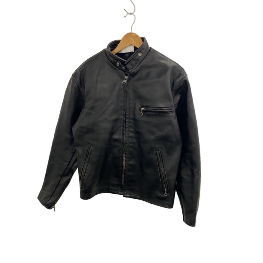 Schott◇シングルライダースジャケット/--/レザー/BLK/無地/641/LOT