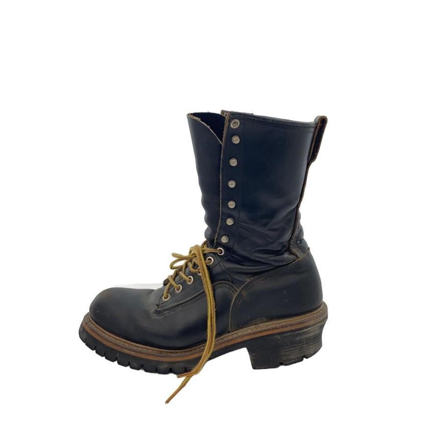RED WING◇ロガーブーツ/スチールトゥ/US8.5/BLK/レザー/ANSI Z41 PT91