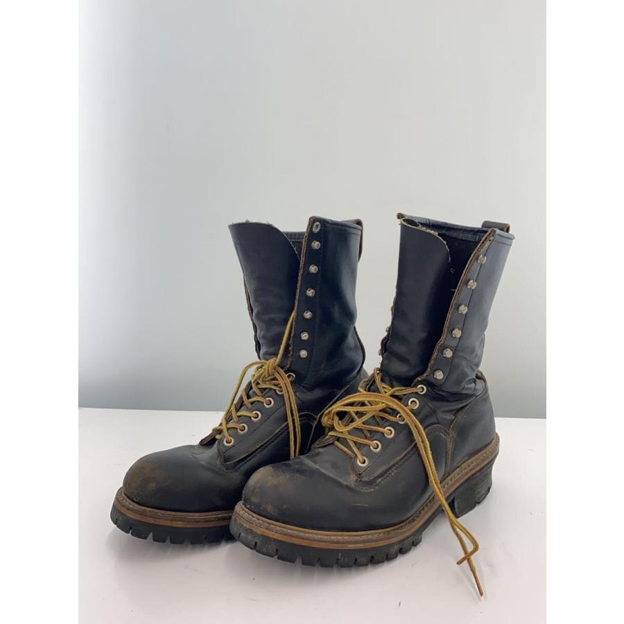 RED WING◇ロガーブーツ/スチールトゥ/US8.5/BLK/レザー/ANSI Z41 PT91