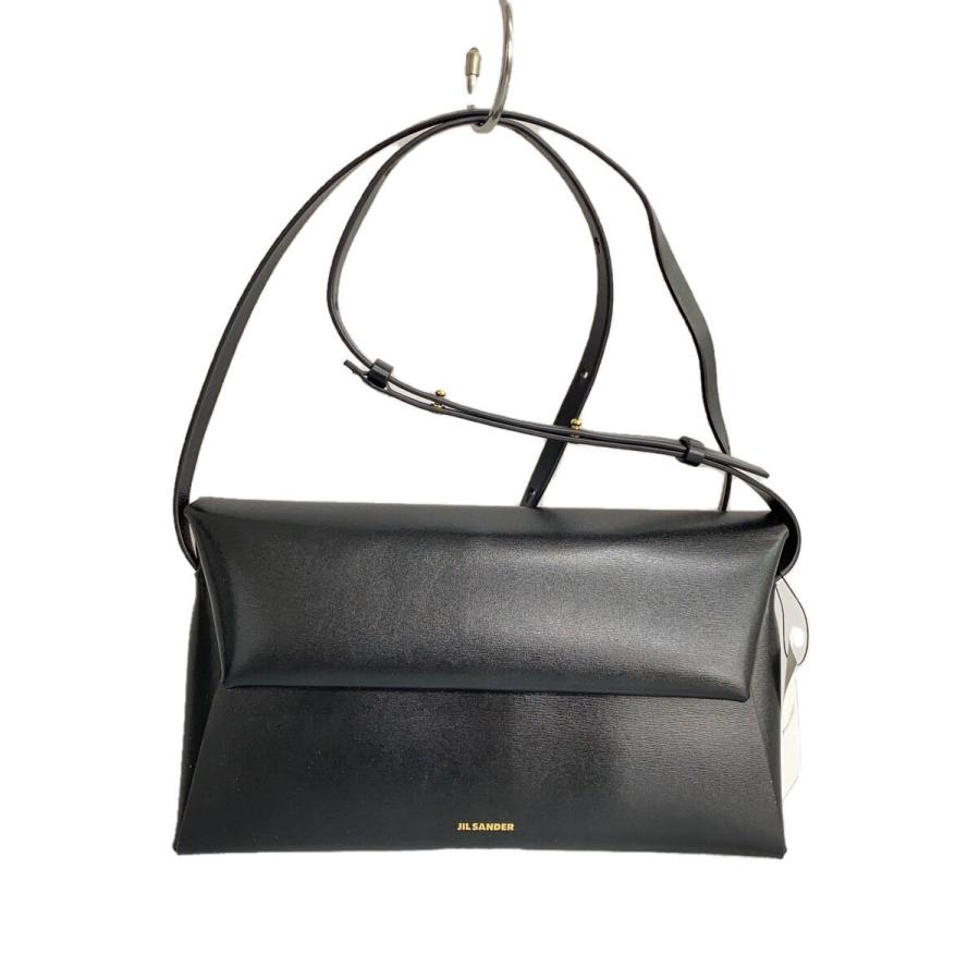 JIL SANDER◇Folded レザーショルダーバッグS/BLK/無地 : セカンド