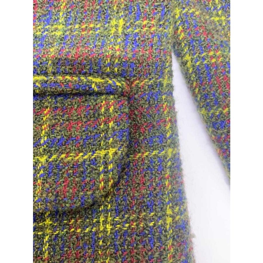 Christian Dior◆90s/セットアップ_ショールカラーツイードジャケット・スカート/M/ウール/ダークグリーン/チェック_7
