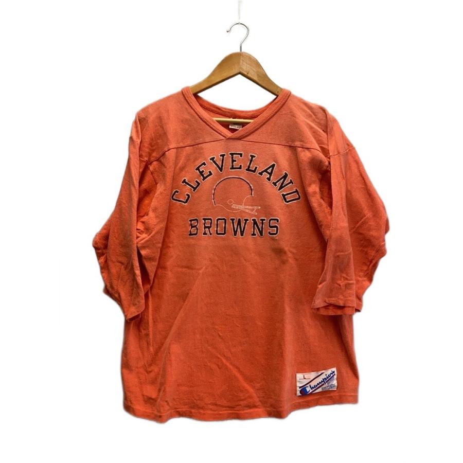 チャンピオン Tシャツ XL 80s トリコタグ クリーブランドブラウンズ Champion◇80s トリコタグ/CLEVELAND BROWNS/後染め_フットボールT
