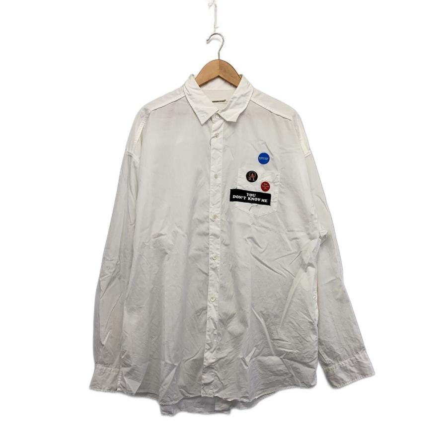 UNDERCOVER◆25AW/ビッグシルエットワッペンシャツ/4/ホワイト/白/左袖しみ・首元袖口汚れ有