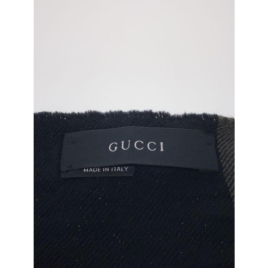 GUCCI◇GGジャガード/マフラー/ウール/ブラック/GG柄/レディース