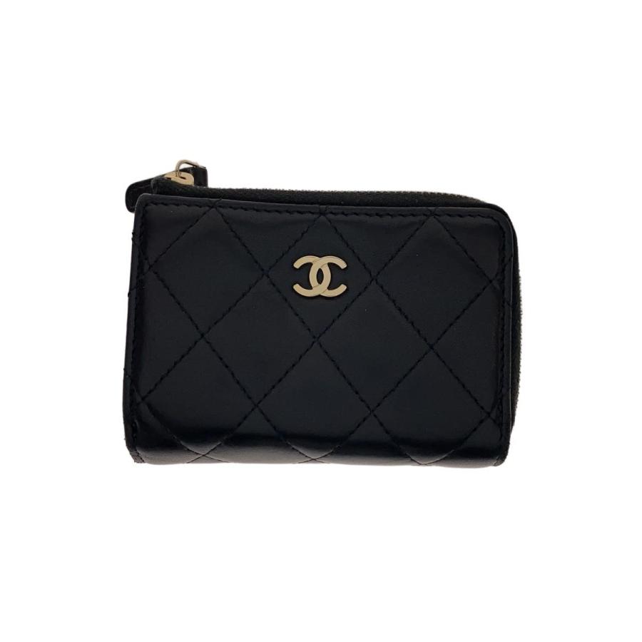 CHANEL◇3つ折り財布/レザー/BLK/レディース/ココマーク : セカンド