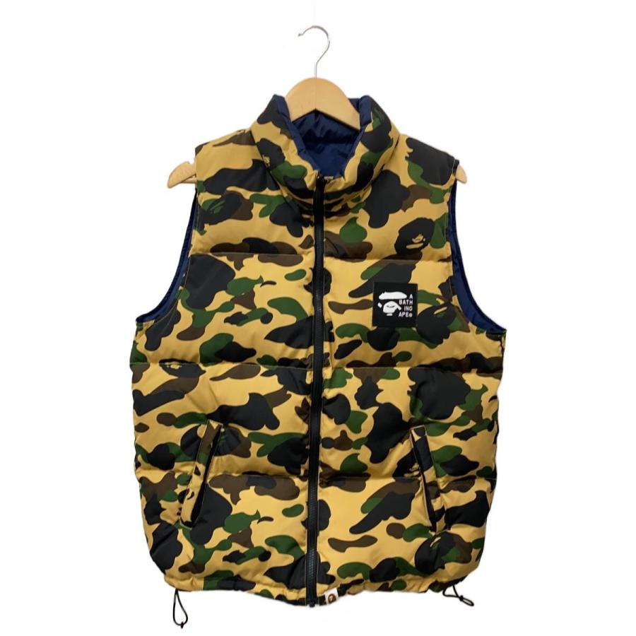 A BATHING APE◇ダウンベスト/M/ポリエステル/NVY/カモフラ