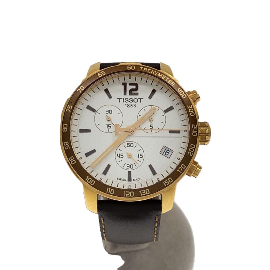 メンズ腕時計 TISSOT◇クォーツ腕時計/アナログ/レザー/WHT/BRW