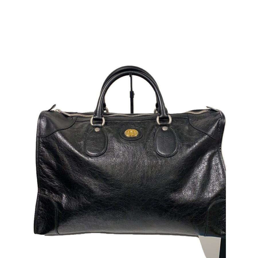 GUCCI◇ボストンバッグ_インターロッキングG/レザー/BLK : セカンド 