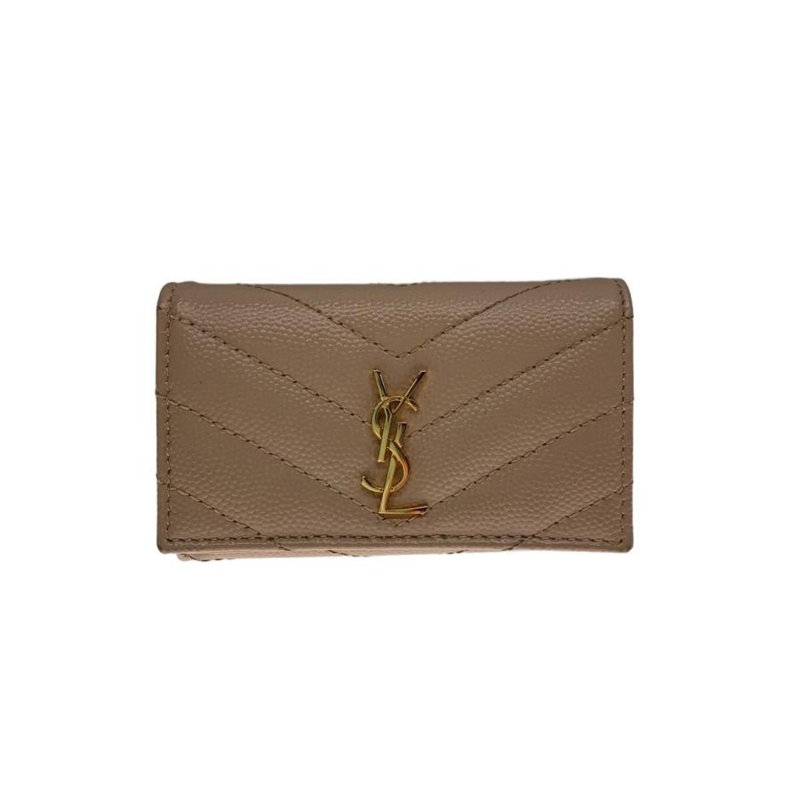 SAINT LAURENT◇4連キーケース/レザー/ベージュ/レディース/TGN736263