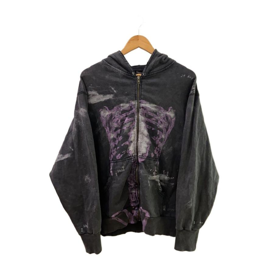 JADED LONDON◇ジップパーカー/XS/コットン/BLK/総柄 : セカンド