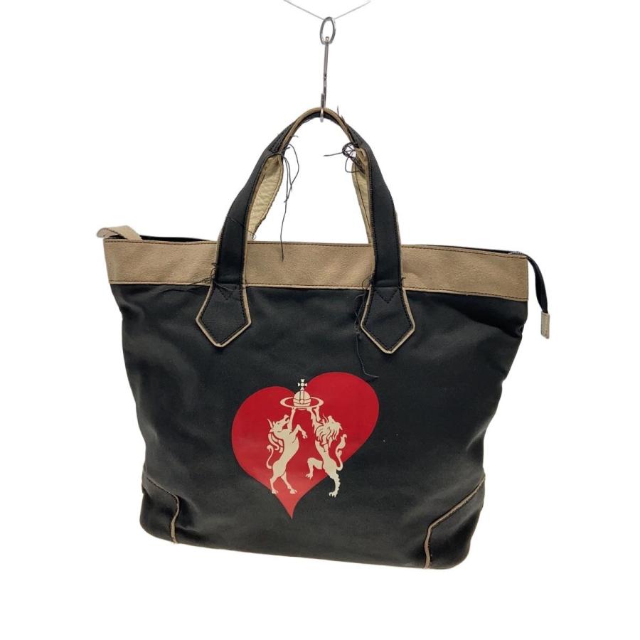 Vivienne Westwood◇トートバッグ/キャンバス/BLK/オーブ/使用感 