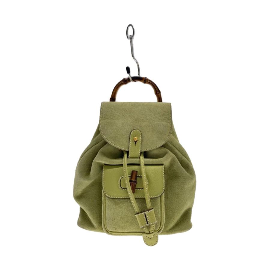 GUCCI◇リュック_バンブー_スウェード_グリーン/スウェード/GRN GUCCI◇リュック_バンブー_スウェード_グリーン/スウェード/GRN