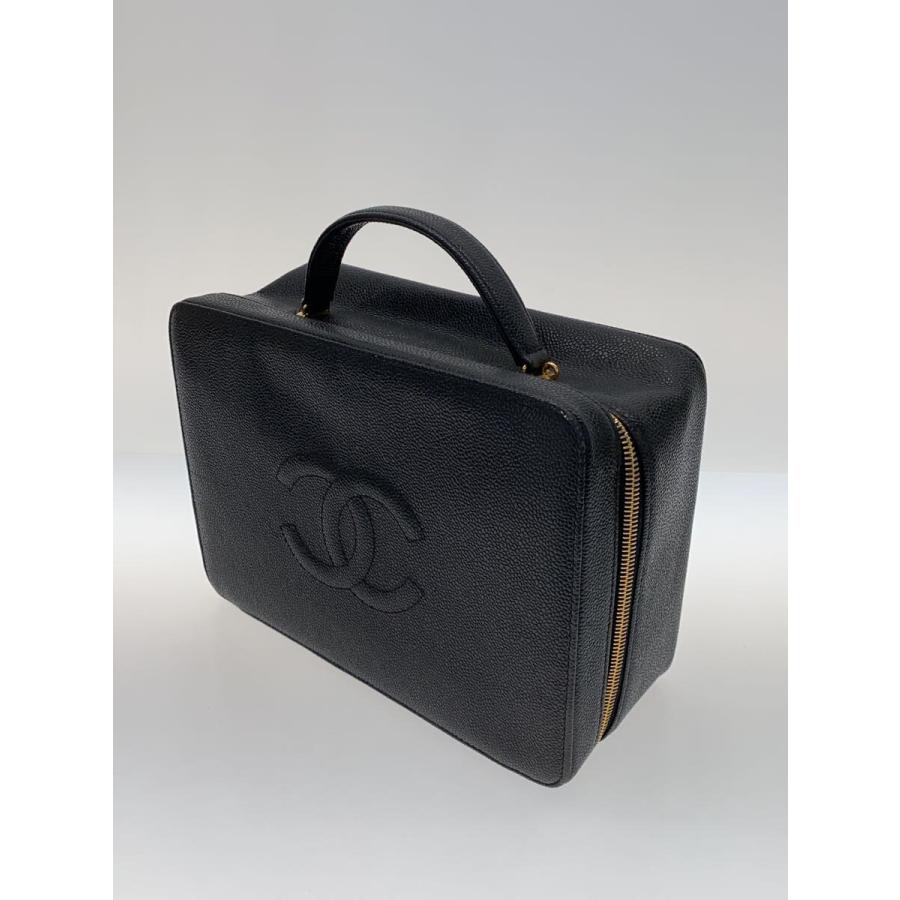 CHANEL◆バニティバッグ/レザー/ブラック/A11265/キャビアスキン/ココマーク/ゴールド金具の画像