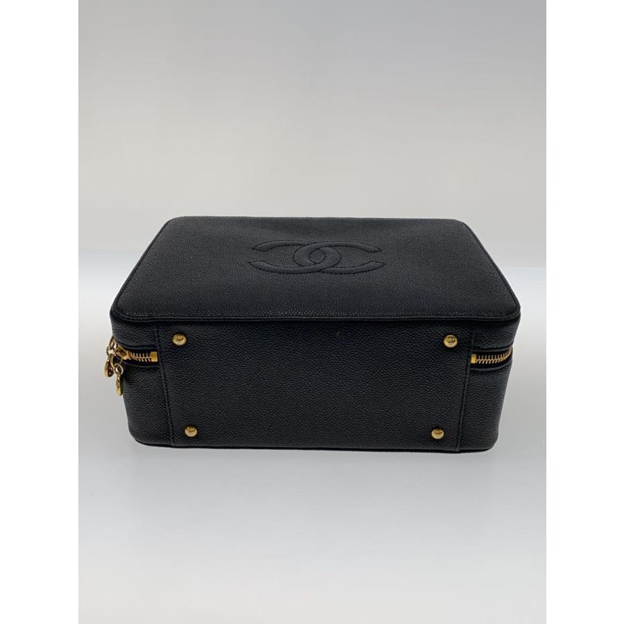 CHANEL◆バニティバッグ/レザー/ブラック/A11265/キャビアスキン/ココマーク/ゴールド金具の画像
