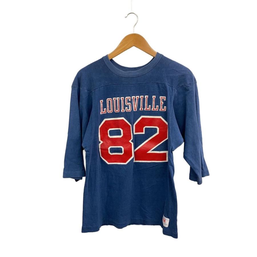 Champion◇70s/バータグ/フットボールT/82/7分袖カットソー/M/ネイビー