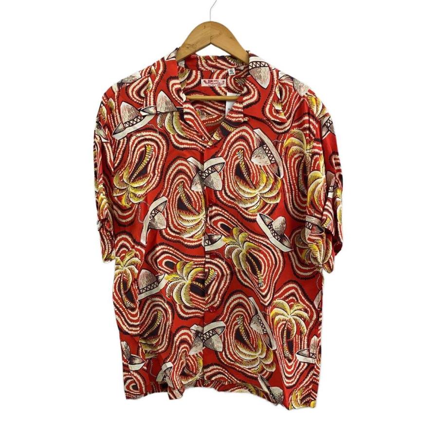 SUN SURF◇25SS/PANIOLO COUNTRY/アロハシャツ/XL/レーヨン/レッド/総 