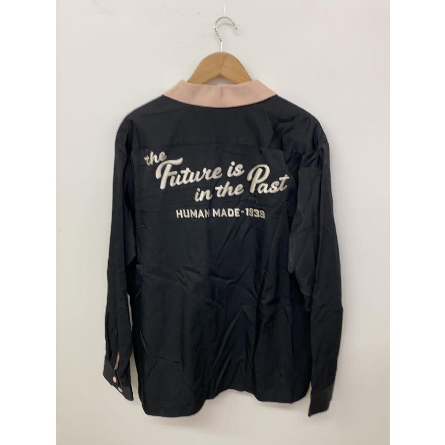 HUMAN MADE◇OPEN COLLAR SHIRT/長袖シャツ/XXL/レーヨン/ブラック 