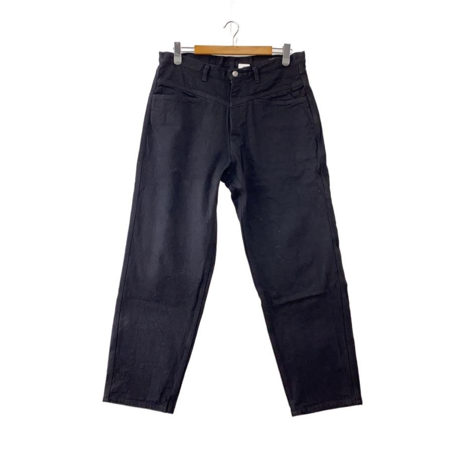 COMOLI◇25AW/ブラック テーパードデニムパンツ/3/コットン/ブラック