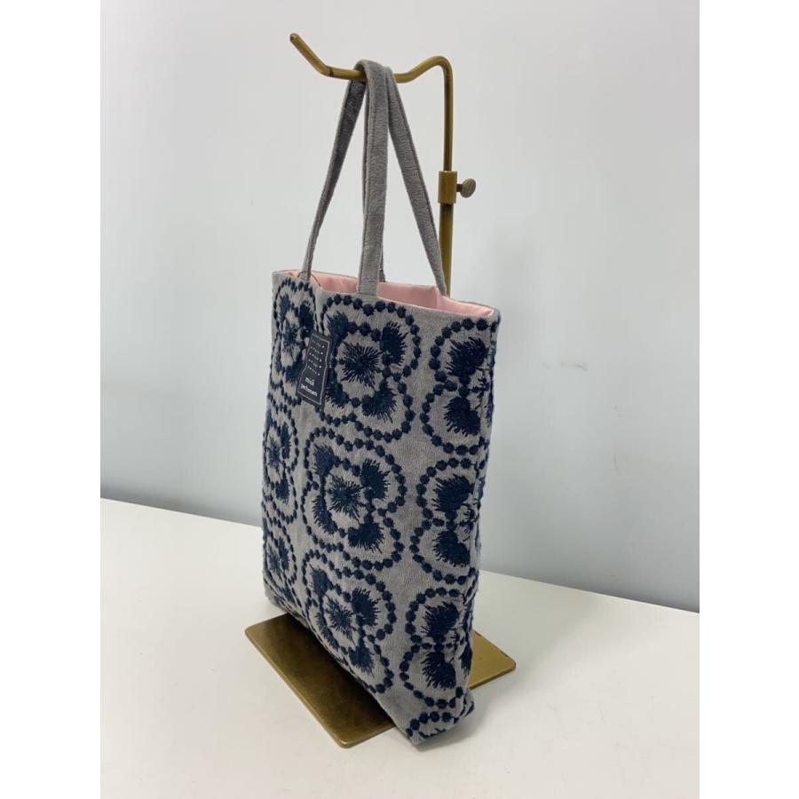 【限定完売/美品】minä perhonen トートバッグ 刺繍 レザーハンドル mina perhonen◇BLUMEN/トートバッグ/コットン/グレー/ACA9047/タグ付