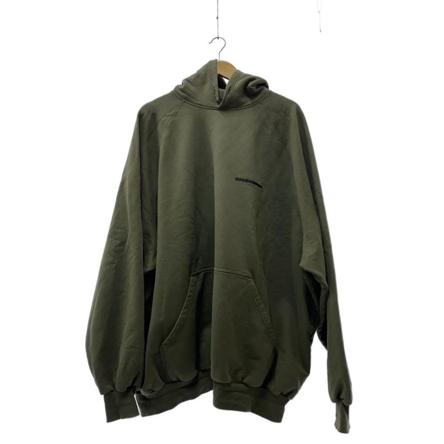 BALENCIAGA◇22AW/テーピングロゴ/パーカー/2/コットン/KHK/無地