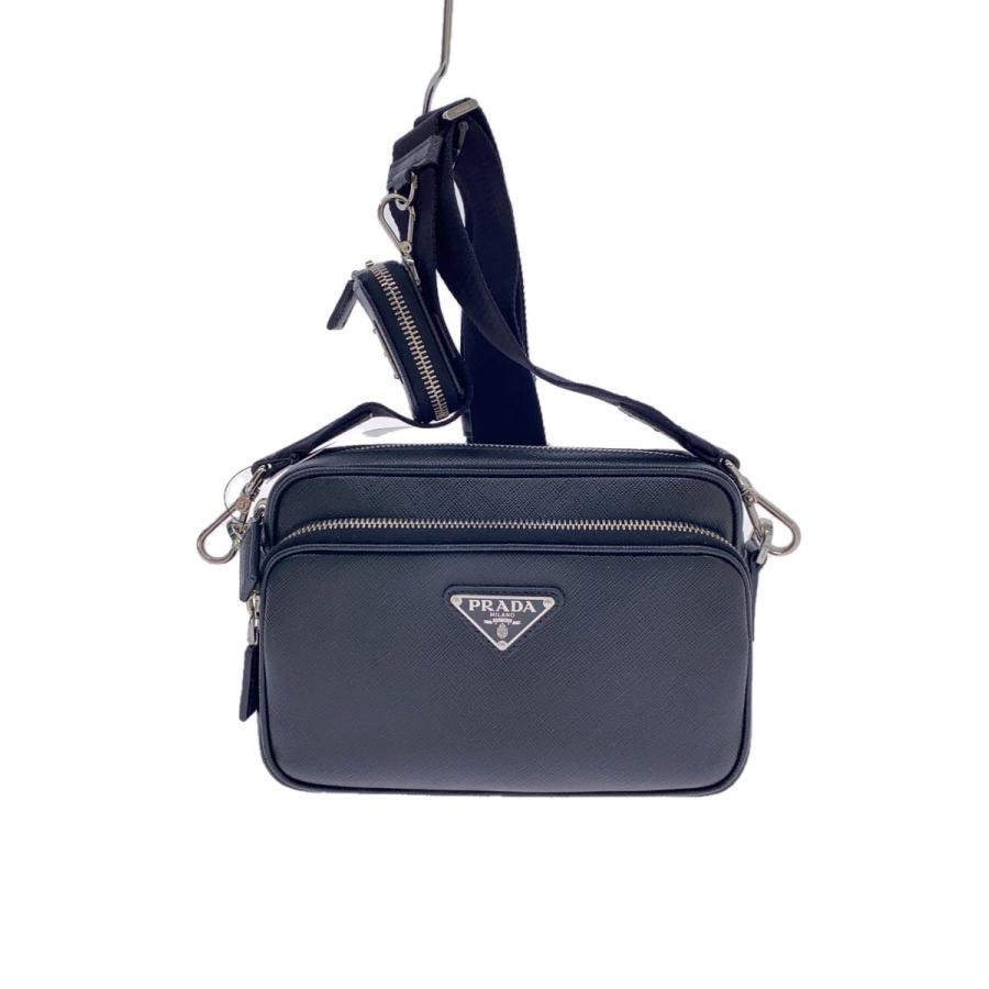 PRADA サフィアーノレザー ショルダーバッグ 2VH170 PRADA◇サフィアーノ/ショルダーバッグ/レザー/ブラック/2VH170/プラダ