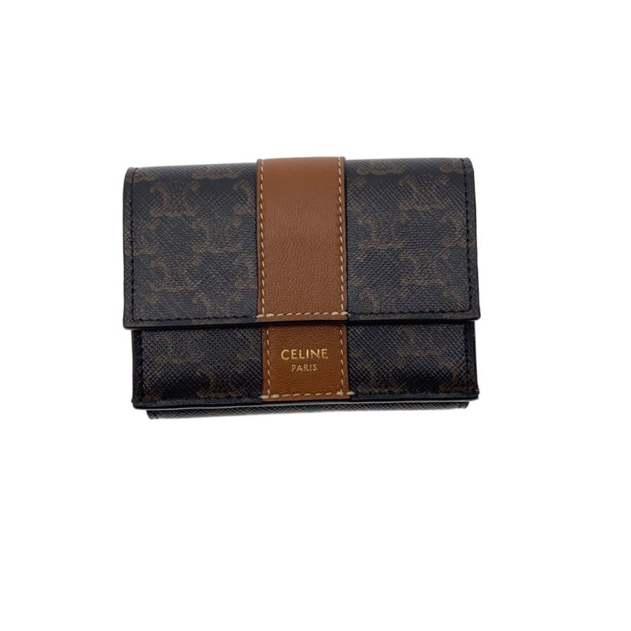 CELINE セリーヌ 三つ折り財布 ブラウン CELINE◇3つ折り財布/PVC/ブラウン/総柄/レディース/セリーヌ