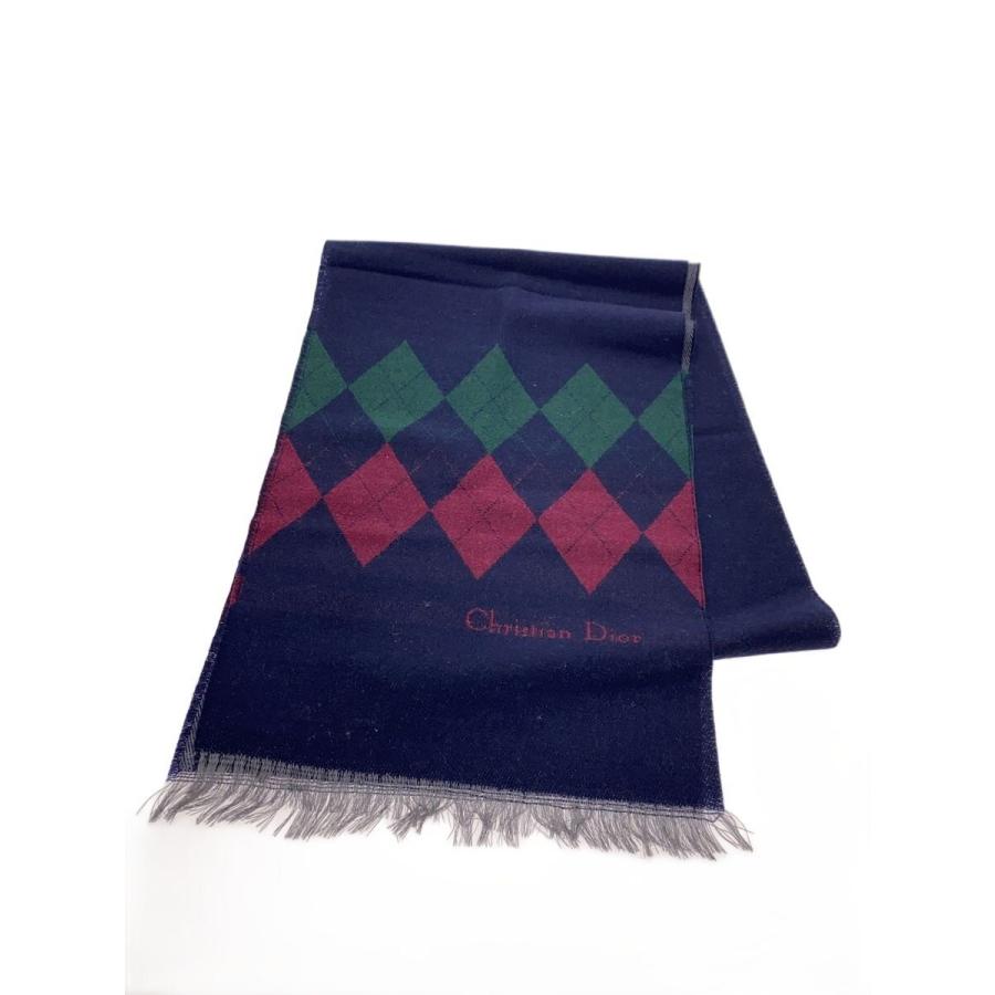 Christian Dior◇マフラー/ウール/NVY/チェック/レディース : セカンド