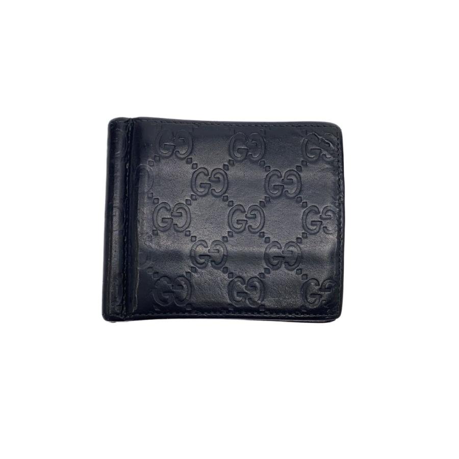 GUCCI◇2つ折り財布_グッチシマ/レザー/BLK/総柄/メンズ : セカンド