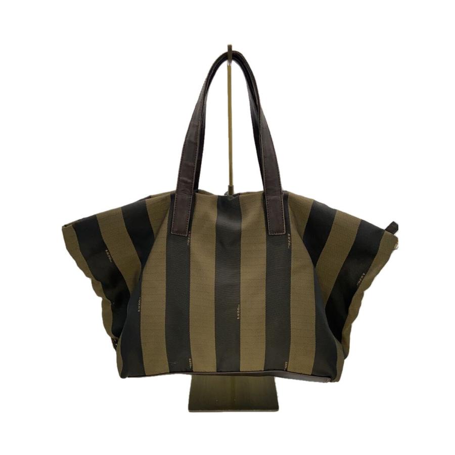 FENDI◇ハンドバッグ/--/BRW/ストライプ/使用感有 : セカンド FENDI◇ハンドバッグ/--/BRW/ストライプ/使用感有 : セカンド