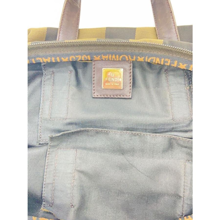 FENDI◇ハンドバッグ/--/BRW/ストライプ/使用感有 : セカンド FENDI◇ハンドバッグ/--/BRW/ストライプ/使用感有 : セカンド
