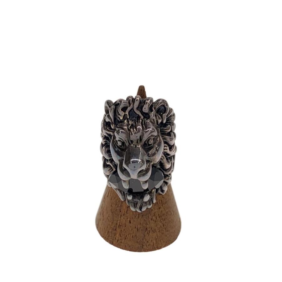 GUCCI◇ライオンヘッドリング/7号/カラーストーン/SLV/メンズ